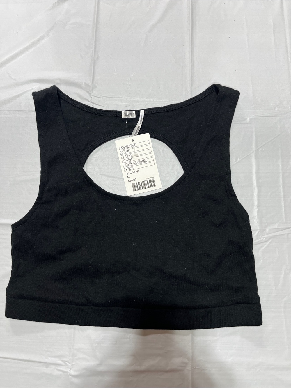 Women Black Longline Sports Bra Moisture Wicking Yoga Workout Gym Activewear Top